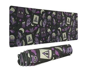 Goth Mouse Pad XL, Gothic Extended Large Gaming Mouse Pad, Black Purple Witch Mouse Pad Mousepad, Kawaii Long Big Mouse Mat, Spooky Halloween Witch Goth Desk Accessories Stuff Decor, 31.5 X 11.8 Inch