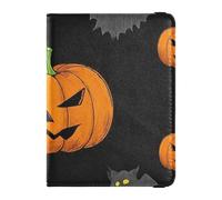 Goth Orange Halloween Fun Pumpkin Leather passport holder for travel men for travel Vaccine Card Holder Cover Combo Passport Holder Combo with Vaccine Card Slot for men Ultra Slim, Goth orange