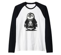 Goth Penguin Emo Aesthetic Spiked Collar Gothic Art Raglan Baseball Tee