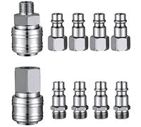 Goth Perhk 10 Pcs Air Line Hose Euro Connectors, Airline Hose Compressor Fittings 1/4" BSP Connector Thread Quick Release Connector Fittings Set