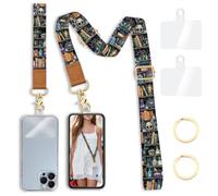 Goth Phone Lanyard Crossbody Strap, Gothic Bookshelf Cell Phone Lanyards for around the Neck Cross Body, Witchy Skull Wristlet Wrist Strap Adjustable for Women Keys Case Accessories Travel Essentials