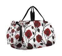 Goth Red Black Halloween Thorn Rose Girl's Gym Duffel Bag with Shoes Compartment Multifunctional Carry On Weekender Bag for Boys and Girls