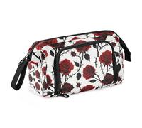 Goth Red Black Halloween Thorn Rose Pencil Bag Large Capacity Pencil Case Bag Lightweight for Kids School Supply