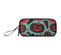 Goth Red Black Halloween Witch Pumpkin Nylon School Supply Pencil Bag High Capacity Pencil Case for Kids School Stationery for Preppy School Teen