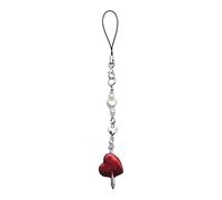 Goth Red Heart Charm Pendant Chain Phone Strap Pocket Key Chain Strap Bag Purse Hanging Decorative Key Chain Strap for Phone Cartoon Charm Chain Heart