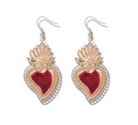 Goth Red Heart Earring for Women Queen Of Hearts Accessories Vampire Devil Wings Earring Halloween Cosplay Jewelry Valentine's Day Red Heart Earrings, Metal, No Gemstone