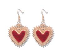 Goth Red Heart Earring for Women Queen Of Hearts Accessories Vampire Devil Wings Earring Halloween Cosplay Jewelry Valentine's Day Red Heart Earrings, Metal, No Gemstone