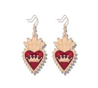 Goth Red Heart Earring for Women Queen Of Hearts Accessories Vampire Devil Wings Earring Halloween Cosplay Jewelry Valentine's Day Red Heart Earrings, Metal, No Gemstone