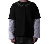 Goth Shirt Gothic Shirt Fake Two-Piece Alternative Clothing Goth Long Sleeve Top Grunge Clothes, Black01, S