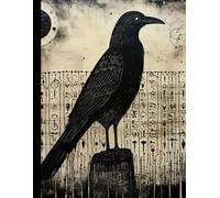 Goth Sketchbook: Large Unlined Blank Book for Drawing, Art Class, Dark Thoughts, Perfect Gift for Witches, Pagans, Creepy Illustrations in Interior, Raven Cover