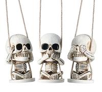 Goth Skull Decor Car Truck Accessories Interior Aesthetic Stuff Swinging Skeleton Rear View Car Mirror Hanging Ornament Spooky Rearview Mirror Decorations Things Funny Sugar Skull Gifts for Men Women