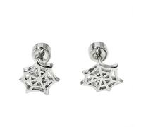 Goth Spider Web Cartilage Screw Flat Back Small Stud Earrings for Women Men Stainless Steel Minimalist Simple Tragus Helix Conch Piercing Studs Earring Sleeper Punk Halloween Jewelry 20G, S, Stainless