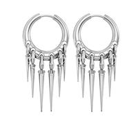 Goth Spike Tassel Drop Earrings Punk Gothic for Women Men | Spiked tassel drop earrings bring an edgy punk gothic accent to alt fashion and concert looks.