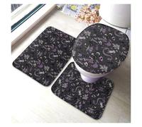 Goth Spooky Soft Bathroom Rugs Set 3 Pcs Non Slip Absorbent Bath Mats U-Shaped Contour Rug Mat Toilet Lid Cover Set