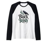 Goth St Patrick's Black Irish with Raven Raglan Baseball Tee