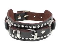 Goth Steampunk Wide Leather Bracelet Men Studded Spikes Cuff Wristbands Wide Leather Bracelet Unisex Punk Rock Biker Cuff Bangles Adjustable Gothic Jewelry Gifts Dark Brown