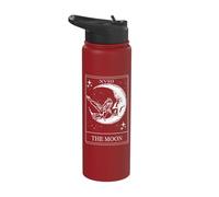 Goth Tarot Card Crescent Moon XVIII 18 with Stars and Crow Stainless Steel Insulated Water Bottle
