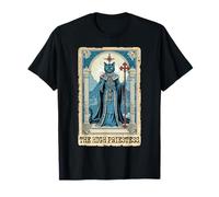 Goth The High Priestess Tarot Card Black Cat Witchy Vintage T-Shirt