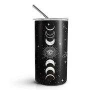 Goth Tumbler 600 ML, Moon Cup Witch Travel Cup, Halloween Witchy Goth Gifts for Women, Halloween Tumbler with Lid and Straw, Goth Accessories Stuff, Witch Tumbler Stainless Steel Insulated Thermal