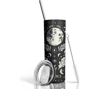 Goth Tumbler - Moon Phase Gothic Gifts For Women - 20 Oz Insulated Halloween Tumbler With Lid And Straw, Coffee Cup, Water Bottle, Drinking Glasses - Witchy Stuff Spooky Birthday Christmas Gifts