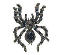 Goth Vintage Black-tone Royal Blue Crystal Rhinestone Tarantula Spider Brooch Pin,1.77''X2.56'' Oversize Dangerous Insect Jewelry for Halloween Festival