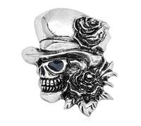 Goth Vintage Punk Halloween Party Skull Skeleton Rose Flower Brooch Pin Gifts Silver It is beautiful and easy to use.