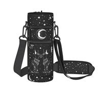 Goth Water Bottle Sling Bag for 25oz/32oz Tumblers,Adjustable Neoprene Water Bottle Carrier Bag,Insulated Carrier with Shoulder Strap & Phone Pocket - Halloween Goth Black Moon Gifts for Women