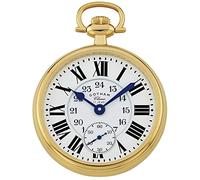 Gotham Classic Series Gold Plated Stainless Steel Open Face 17 Jewel Mechanical Hand Wind Pocket Watch # GWC14112G