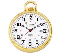Gotham Men's Gold Plated Stainless Steel Analog Quartz Date Railroad Style Pocket Watch # GWC14107G