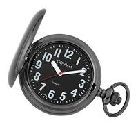 Gotham Men's Gun-Tone Low Vision Bold Number Polished Finish Covered Quartz Pocket Watch # GWC15045BBK