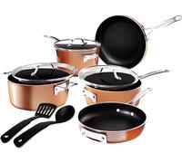GOTHAM STEEL 10 Pc Copper Pots and Pans Set Non Stick Cookware Sets with Kitchen Utensils, Induction Ready, Non Toxic PFOA PFOS Free, Nesting Design for 50% Space Saving, Oven and Dishwasher Safe