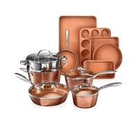 Gotham Steel 15 PC Hammered Pots and Pans Sets Non Stick, Induction Hob Pan Set + Pot Set with Bakeware, Non Toxic Cookware Set/Ceramic Cookware Set, Complete Kitchen Set - Oven & Dishwasher Safe