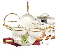 GOTHAM STEEL 15 Pc Pots and Pans Set Non Stick Cookware Set, Pot and Pan Set, Kitchen Cookware Sets, Ceramic Cookware Set, Dishwasher Safe, Non Toxic, Cream White
