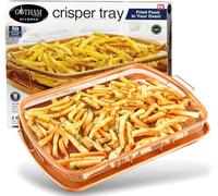 Gotham Steel Crisper Tray for Oven, 2 Piece Nonstick Copper Crisper Tray and Basket, Air Fry in your Oven, Great for Baking and Crispy Foods, - Extra Large Size, 13.4 Inch x 11.4 Inch