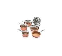 Gotham Steel Hammered Collection 10 Piece Premium Cookware Set with Triple Coated Nonstick Copper Surface, Oven, Stovetop & Dishwasher Safe