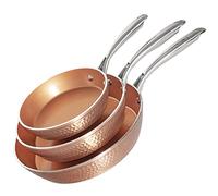 Gotham Steel Hammered Frying Pan Set, 3 Piece Nonstick Copper Fry Pans, 8”, 10” & 12” Skillet, Omelet Pan, Cookware, PFOA Free, Dishwasher Safe, Cool Touch Handle