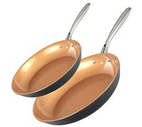 GOTHAM STEEL Pro Hard Anodized Aluminium Nonstick Dishwasher Safe Pan, 25cm +29cm, Brown