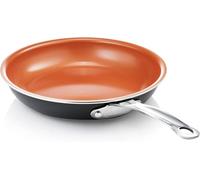 GOTHAM STEEL Steel 12” Fry Pan with Ultra Nonstick Titanium and Ceramic Copper Coating with Helper Handle 12.5" Brownish