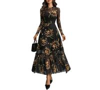GothDark Women's Floral Vintage Dress Multicoloured Medium Fits UK Size 10