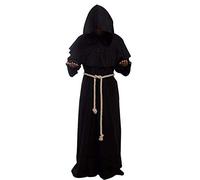 Gothden Medieval Renaissance Friar Cowl Robe Hooded Monk Robe Costume Black