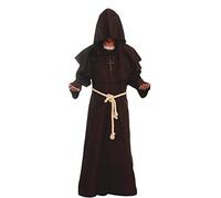 Gothden Medieval Renaissance Friar Cowl Robe Hooded Monk Robe Costume Brown