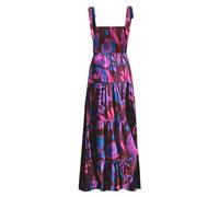 Gothden Summer Boho Midi Dress for Women's Square Neck Ruffle Tiered Flowy Smocked Sundress