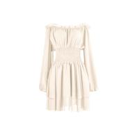 Gothden Womens Renaissance Tops Off The Shoulder Long Sleeve Medieval Smocked Pirate Blouse Halloween Victorian Dress Ivory