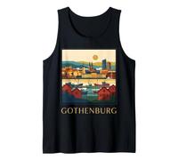 Gothenburg Sweden Harbor Skyline Vintage Retro Travel Art Tank Top