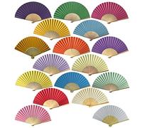 Gothi Creations Paper Hand Fans, Pack of 6 Mixed Colour Thick Paper Hand Fans with Bamboo Ribs Wedding Party Favour Church Gifts