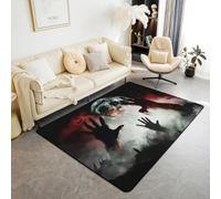 Gothic 100x150 cm Area Rug, Hand Halloween Rugs for Living Room Night Moon Silhouette Washable Rug, Spooky Dark Shadows Carpet Indoor Floor Mat