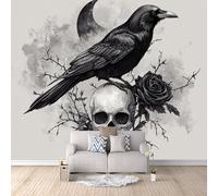 Gothic Aesthetics Photo Wallpaper Death Skeleton Wallpaper Mural 3D Art Print, Non-Woven Wall Paper, Decoration Poster Picture Mural 500 × 280 cm / 196.8" × 110" for Living Room Bedroom