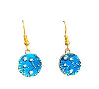 Gothic Alternative Drop Earrings - Dark Aesthetic Jewellery - Gold Tone Halloween & Witchy Earrings (Blue Celestrial Stars)