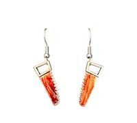 Gothic Alternative Drop Earrings - Dark Aesthetic Jewellery - Silver Tone Halloween & Witchy Earrings (Bloody Saw)