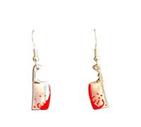 Gothic Alternative Drop Earrings - Dark Aesthetic Jewellery - Silver Tone Halloween & Witchy Earrings (Bloody Chopping Knife)